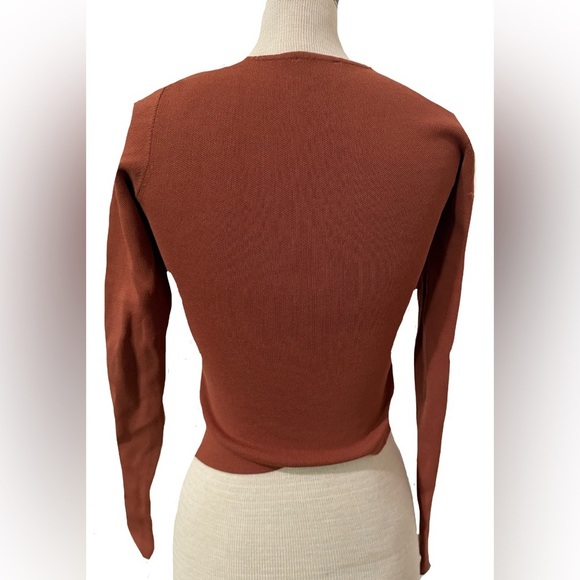 BarDot Terracotta Shade Off-Shoulder Long Sleeve Crop Top Size Medium - Picture 2 of 4